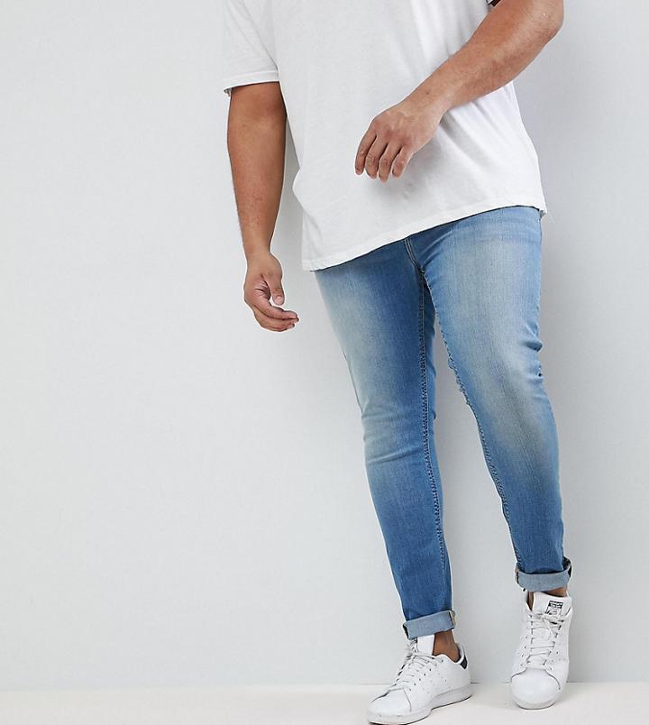 Asos Plus Extreme Super Skinny Jeans In Light Wash - Blue