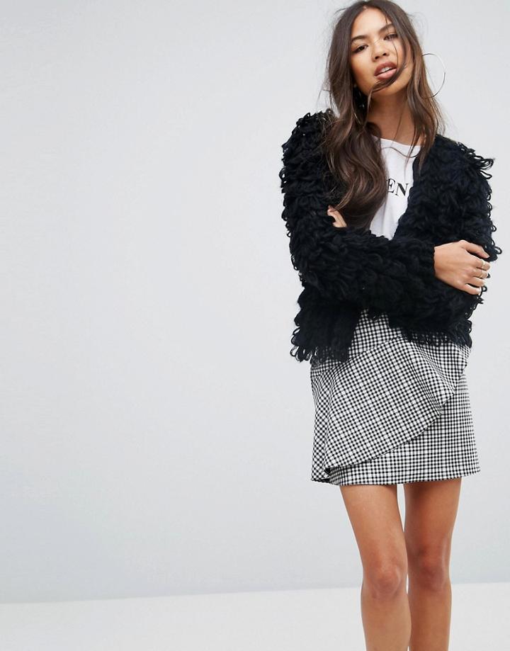 Prettylittlething Shaggy Cardigan - Black