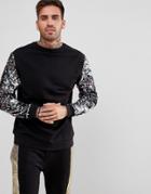Asos Sweatshirt With Rainbow Sequin Sleeves - Black