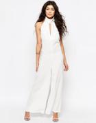 Never Fully Dressed Halterneck Jumpsuit With Cut Out Detail - White