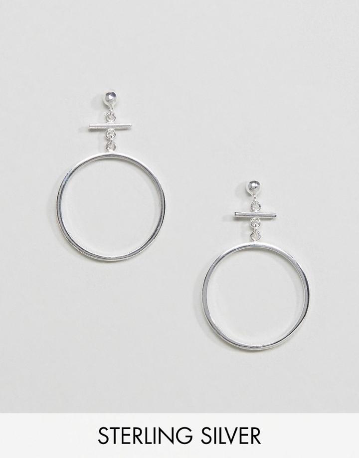 Asos Sterling Silver Bar Circle Earrings - Silver