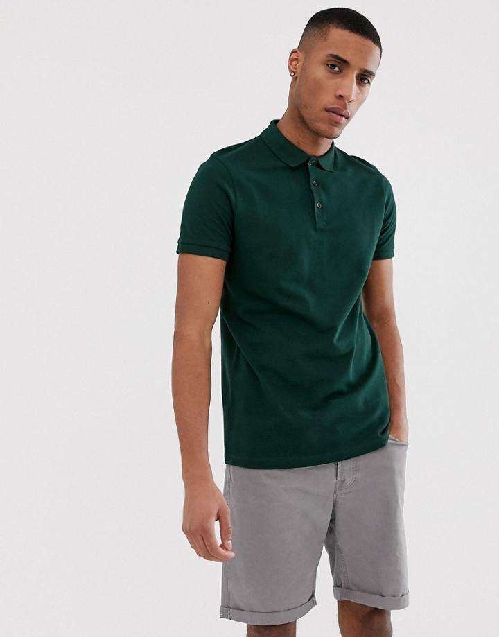 Asos Design Pique Polo In Green