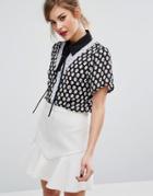 Fashion Union Mix And Match Shirt With Tie Up Bow Neck - Multi