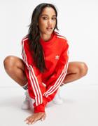 Adidas Originals Adicolor Three Stripe Sweatshirt In Red