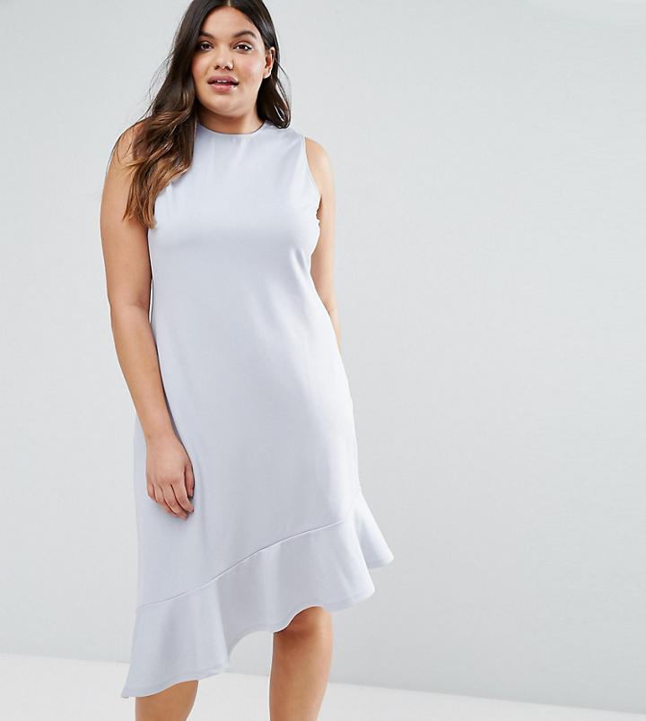 Asos Curve Drop Hem Midi Dress - Gray