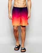 Asos Mid Length Swim Shorts In Dip Dye - Multi