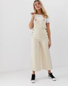 Asos Design Denim Overall With Wideleg In Stone