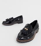 Raid Wide Fit Maya Black Patent Chunky Flat Loafers - Black