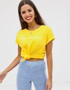 Daisy Street T-shirt With Sunshine Print - Yellow