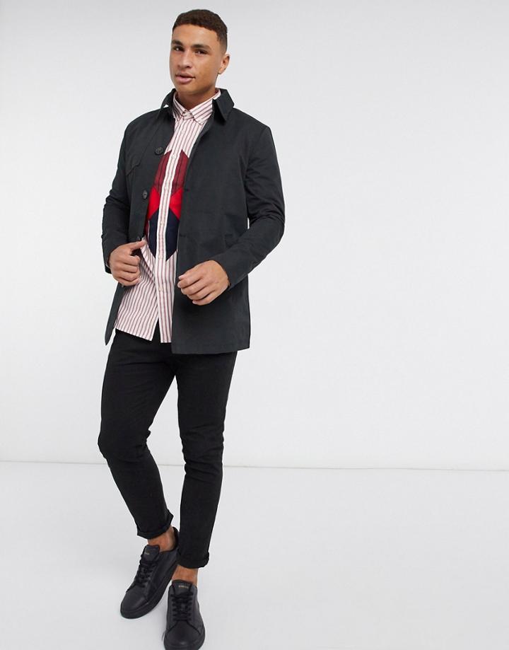 Brave Soul Lightweight Trench Coat In Black