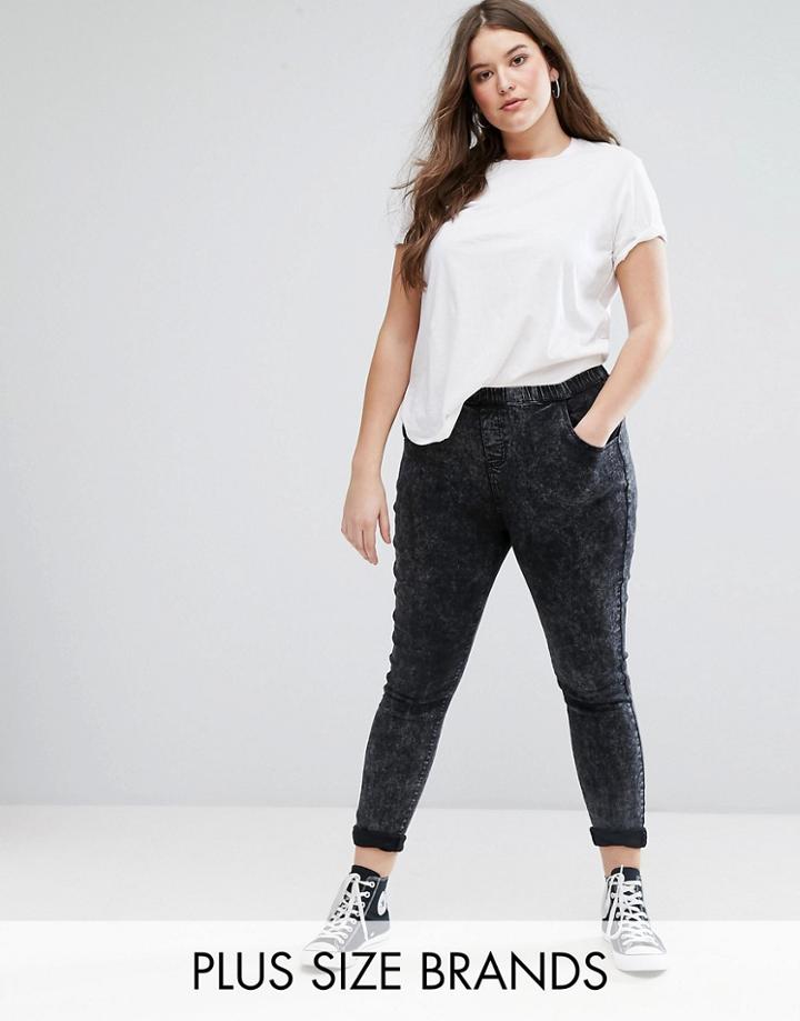 Nvme Plus Acid Wash Jeggings - Black