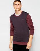 G-star Crew Sweatshirt Harm Contrast Sleeves - Radix Blue