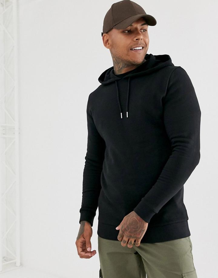 Asos Design Longline Hoodie In Black - Black