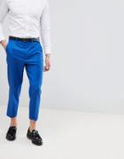 Asos Design Wedding Tapered Smart Pants In Bright Blue 100% Wool - Blue