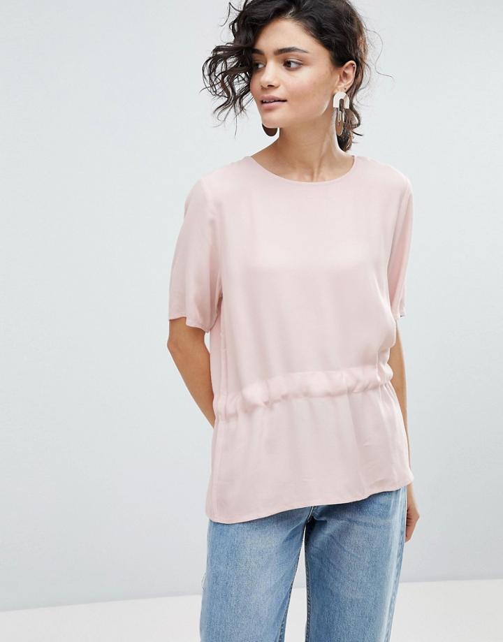 Selected Femme Drop Hem Blouse - Pink