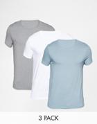 Asos Muscle T-shirt With Crew Neck 3 Pack - Multi