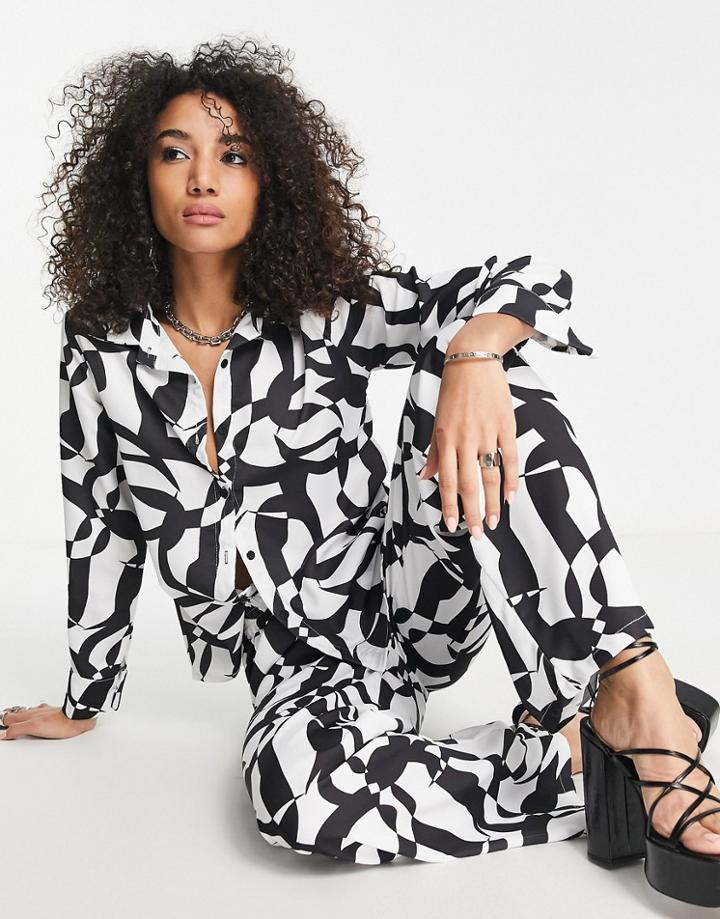 I Saw It First Oversized Shirt In Geo Print - Part Of A Set-multi