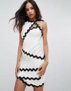 Forever Unique Bandage Dress With Contrasting Scalloping - White