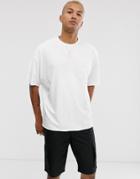 Asos Design Organic Heavyweight Oversized Crew Neck T-shirt With Raw Edges In White