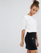 B.young Shoulder Frill Top - White