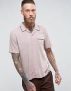 Asos Regular Fit Linen Viscose Shirt With Revere Collar In Pink - Pink
