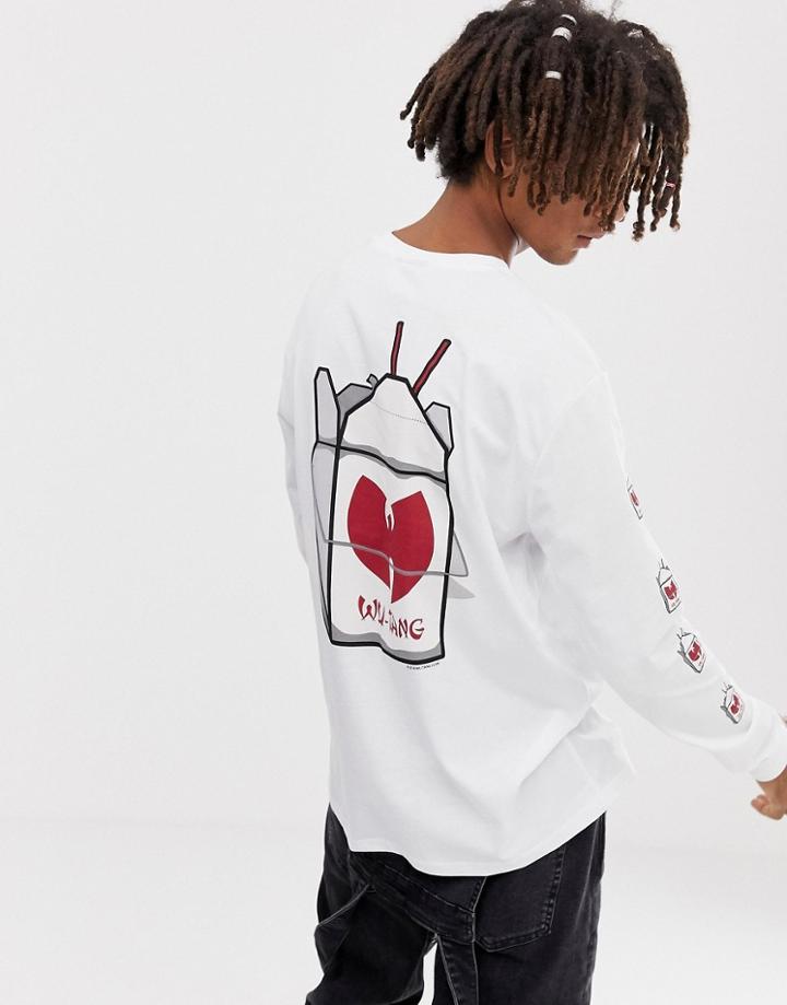 Asos Design Wu-tang Clan Relaxed Long Sleeve T-shirt-white
