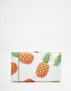 Nali Large Box Clutch Bag With Pineapple Print - White Print