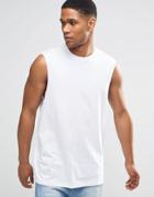 Asos Oversized Sleeveless T-shirt With Raw Edge Armhole In White - White