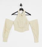 Collusion Fitted Shirt With Exposed Shoulders & Halter Neck-yellow
