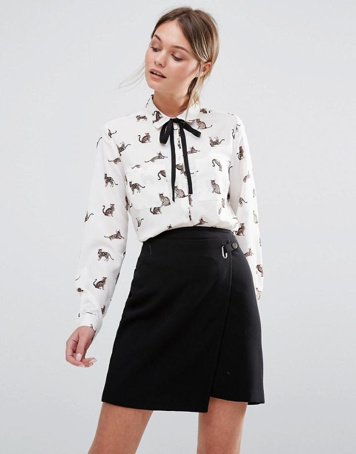 New Look Cat Motif Shirt - White