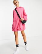 Asos Design Mini Sweatshirt Hoodie Dress In Bright Pink