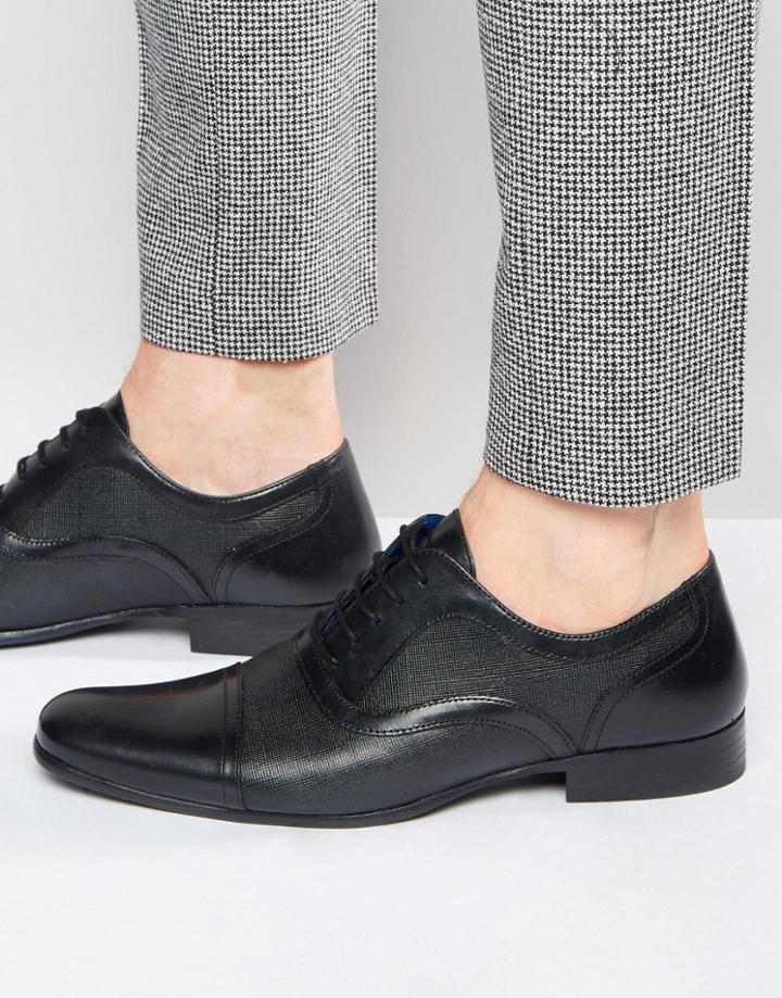 Red Tape Etched Oxford Shoes In Black Leather - Black