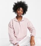 Stradivarius Half Zip Sweatshirt In Mauve-purple