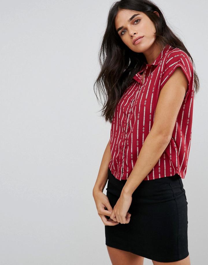 Brave Soul Sienna Boxy Shirt - Red