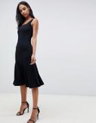 Club L Midi Dress With Square Neck And Peplum Hem - Black
