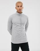 Asos Design Relaxed Long Sleeve T-shirt With Cord Chunky Neck In Gray Marl