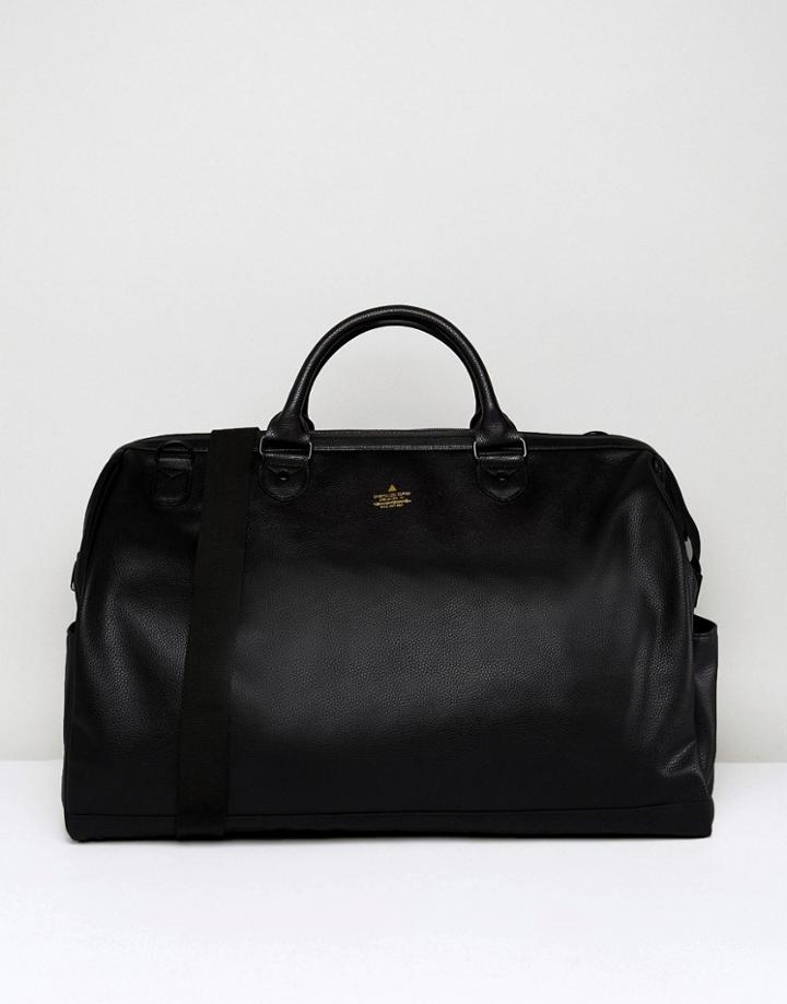 Asos Carryall In Black Faux Leather With Foil Emboss - Black