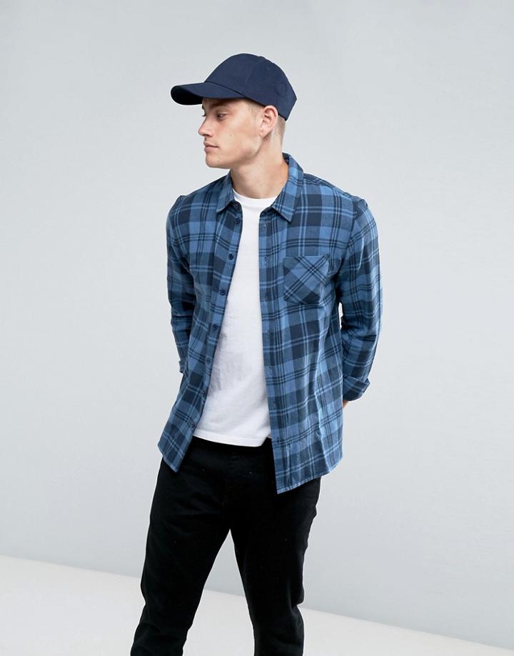 Another Influence Indigo Check Shirt - Navy