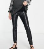 Topshop Maternity Faux Leather Pants In Black