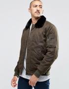 Carhartt Wip Stanley Bomber Jacket With Faux Fur Collar - Green
