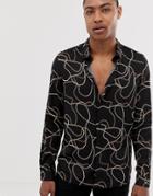 Burton Menswear Shirt With Chain Print In Black - Black