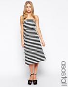 Asos Tall Stripe Structured Clean Bandeau Dress - Multi