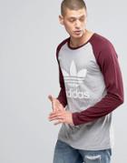 Adidas Originals Long Sleeve T-shirt With Trefoil Logo In Gray Ay8250