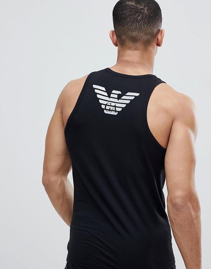 Emporio Armani Muscle Fit Back Logo Tank In Black - Black