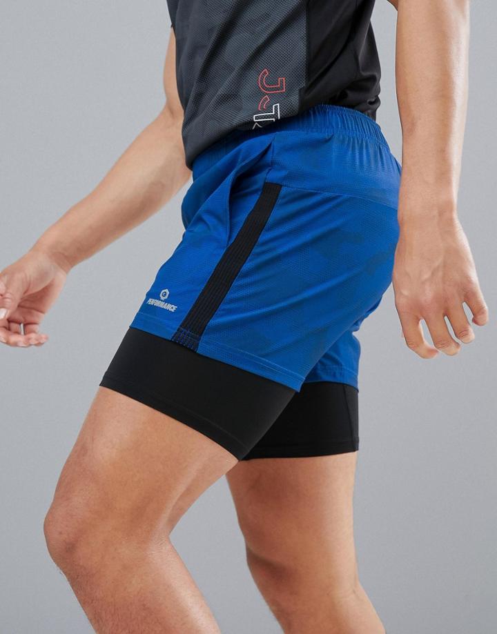Jack & Jones Core Performance Short With Base Layer - Blue