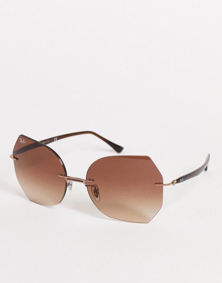 Ray-ban Womens Oversized Square Sunglasses In Brown 0rb8065