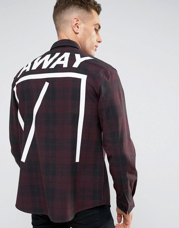 Asos Skinny Back Print Check Shirt - Purple