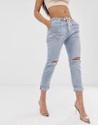 One Teaspoon Drawstring Jeans With Raw Hem-blue
