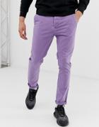 Asos Design Skinny Chinos In Washed Lilac-purple