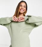 Cotton: On Maternity Pullover Sweat In Sage - Part Of A Set-green